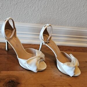 Kate Spade Bridal Satin Bow Sandal 4” heel; 7.5